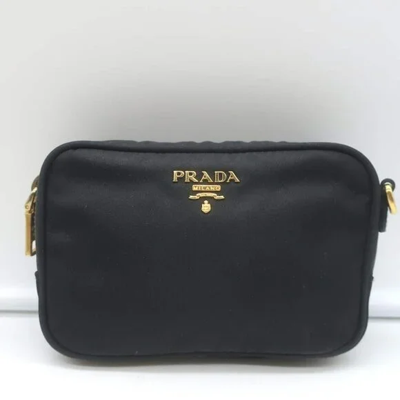 Prada Tessuto Mini Camera Crossbody Bag Black Nylon & Saffiano Leather Clutch - Picture 4 of 15